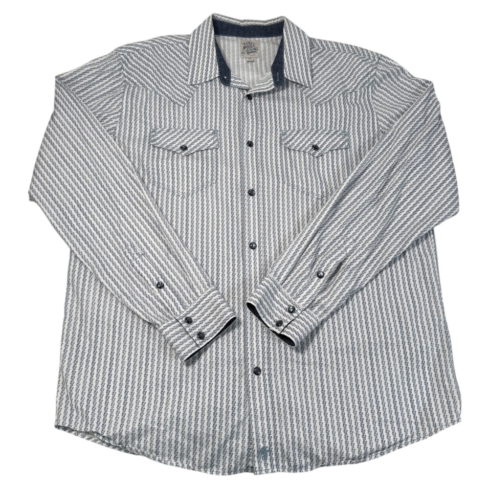 Moonshine Spirits Brad Paisley Western Button Up Shirt Blue‎ White Long Sleeve L